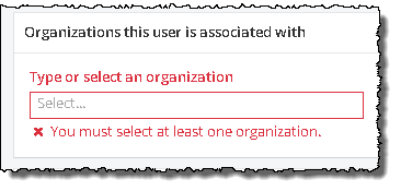 Must associate a user with an organization.